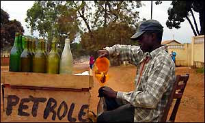 Petrol seller right before getting head cut totally off